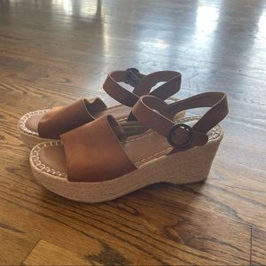Brown suede espadrille wedges
